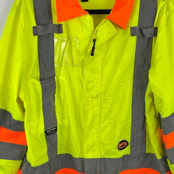 Pioneer Hi-Viz Traffic Control Safety Jacket Size M Yellow Stat Tech Reflective - Picture 3 of 9